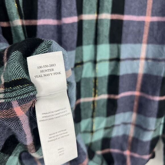Rails Shirt Size Small Womens Teal Navy Pink Hunter Button Up Plaid Flannel - Picture 7 of 8